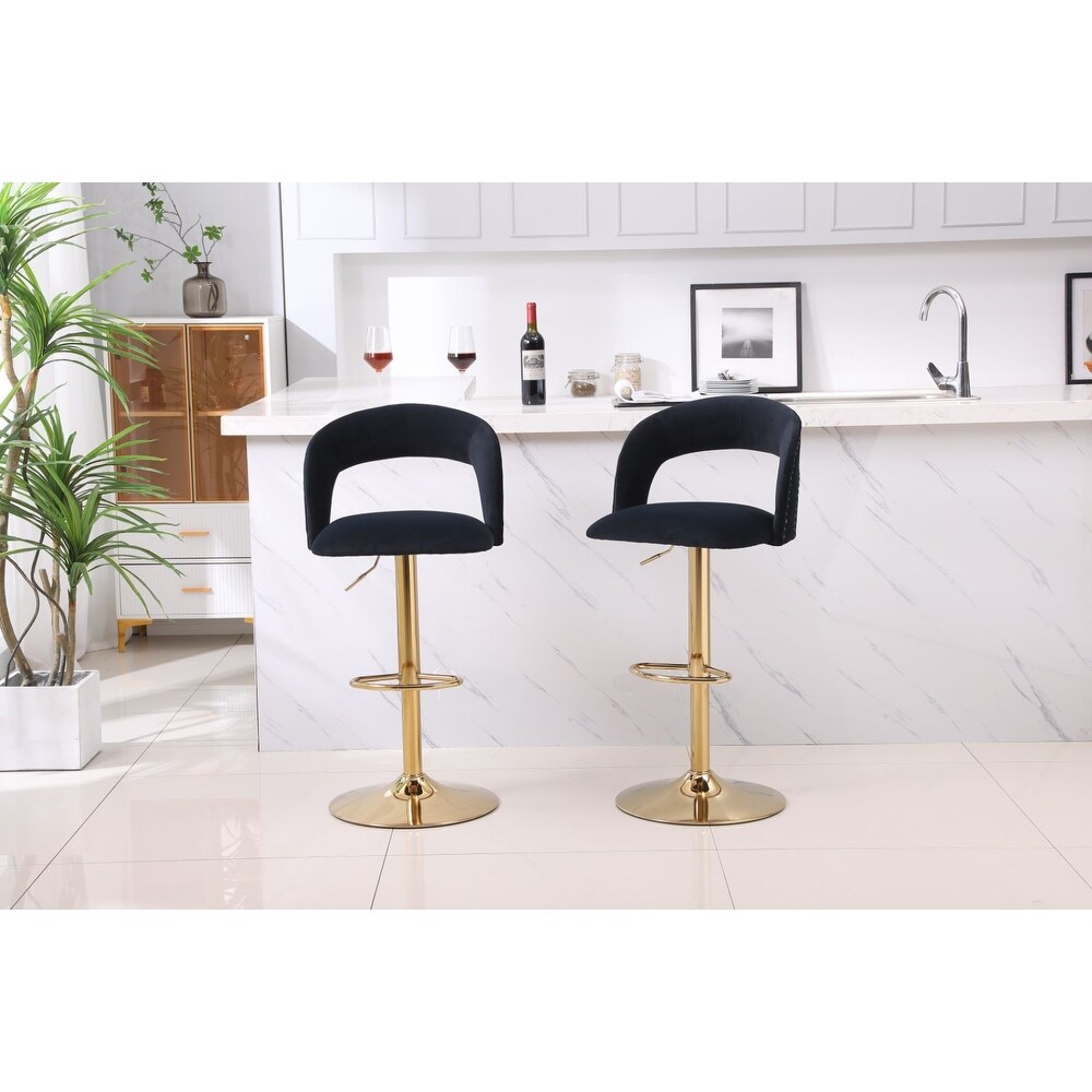 Swivel Velvet Bar Stool Counter Height Adjustable Set of 2