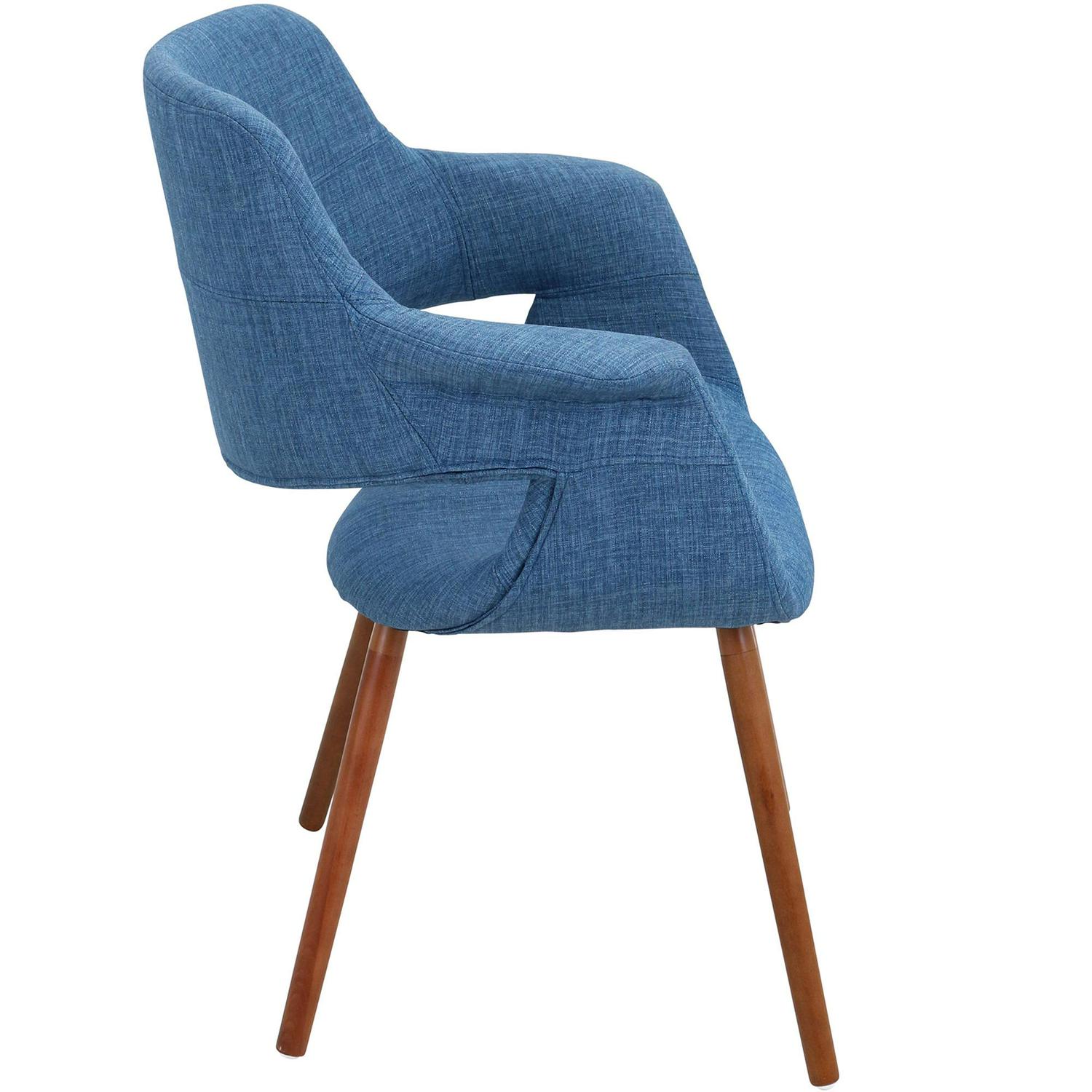 Vintage Flair Mid-Century Modern Chair in Walnut and Blue by LumiSource