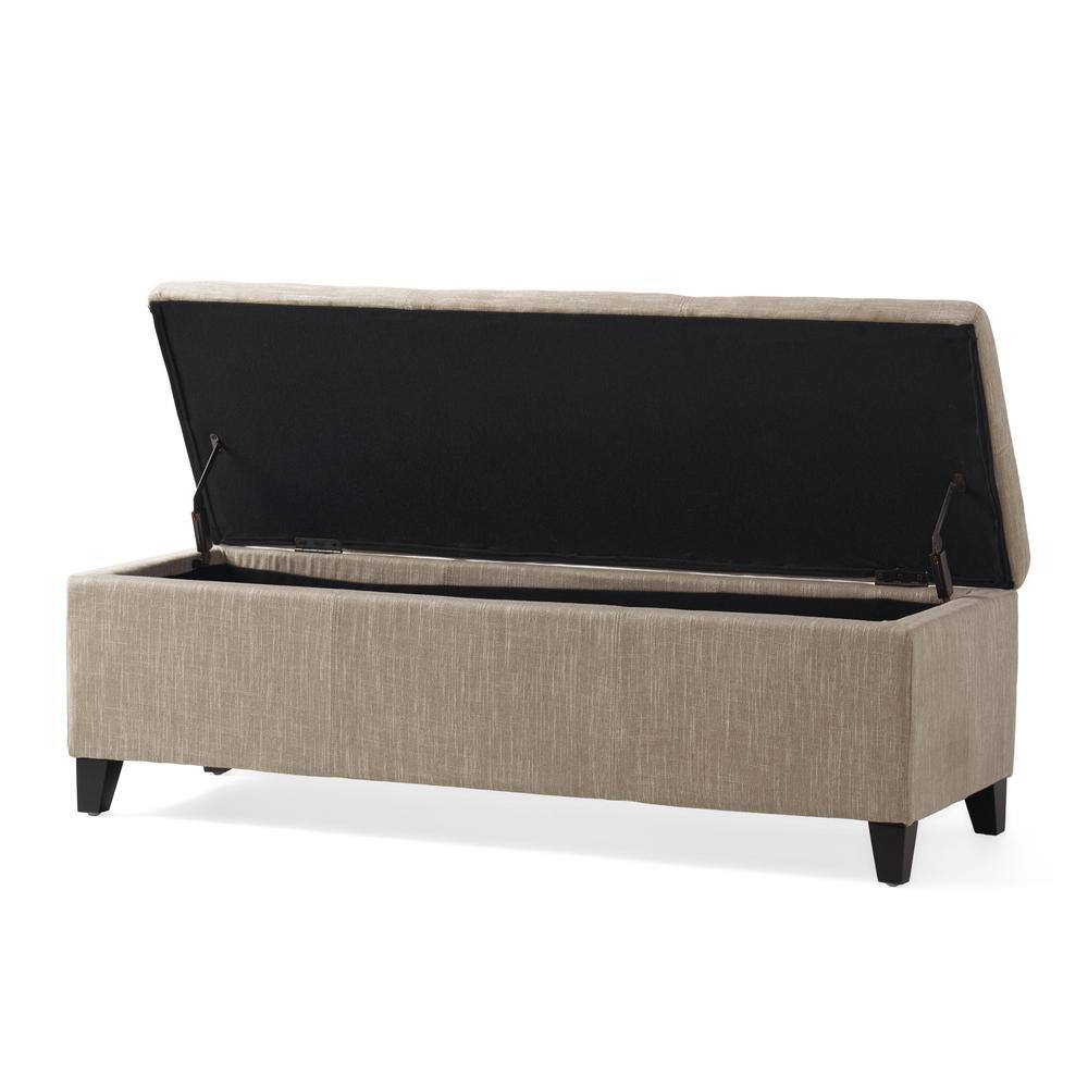 Noble House Glouser Sand Fabric Storage Bench 9974