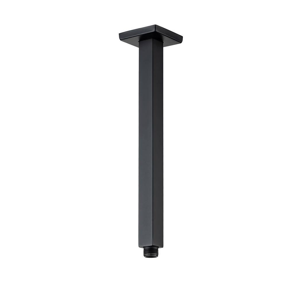 RAINLEX 8 in. Square Ceiling Mount Shower Arm and Flange in Matte Black L3H-200