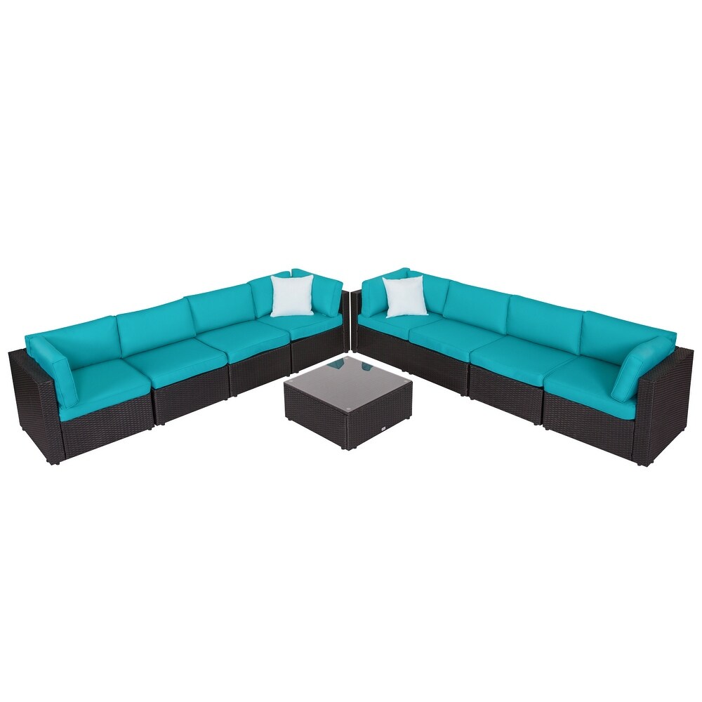 Kinbor Patio Sectional Sofa  weather Rattan Chat Set