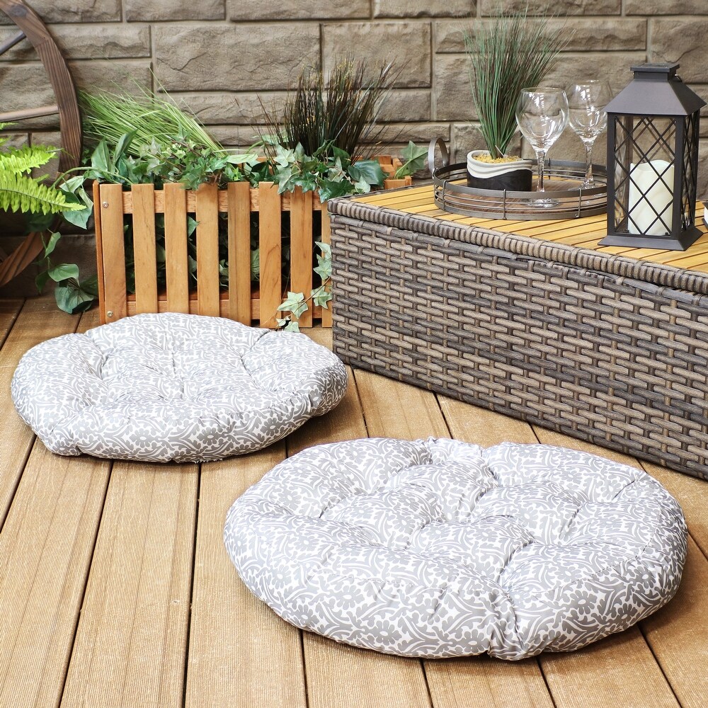 Sunnydaze Polyester Large Round Floor Cushion   Set of 2