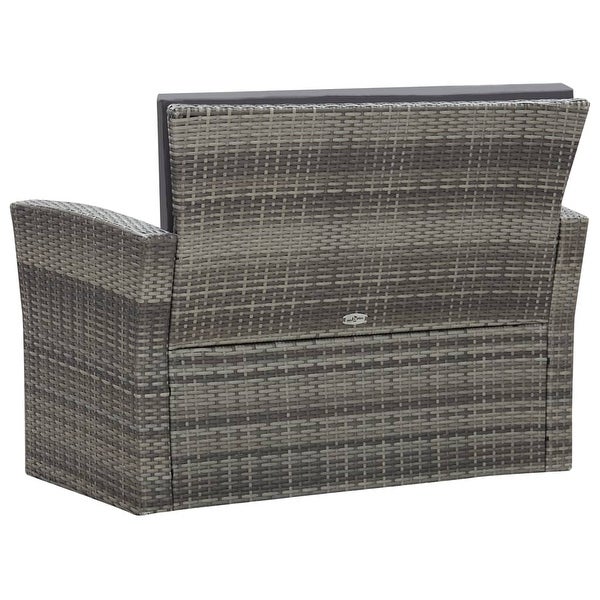 4 Piece Patio Lounge Set with Cushions Poly Rattan Gray - Overstock - 36363827