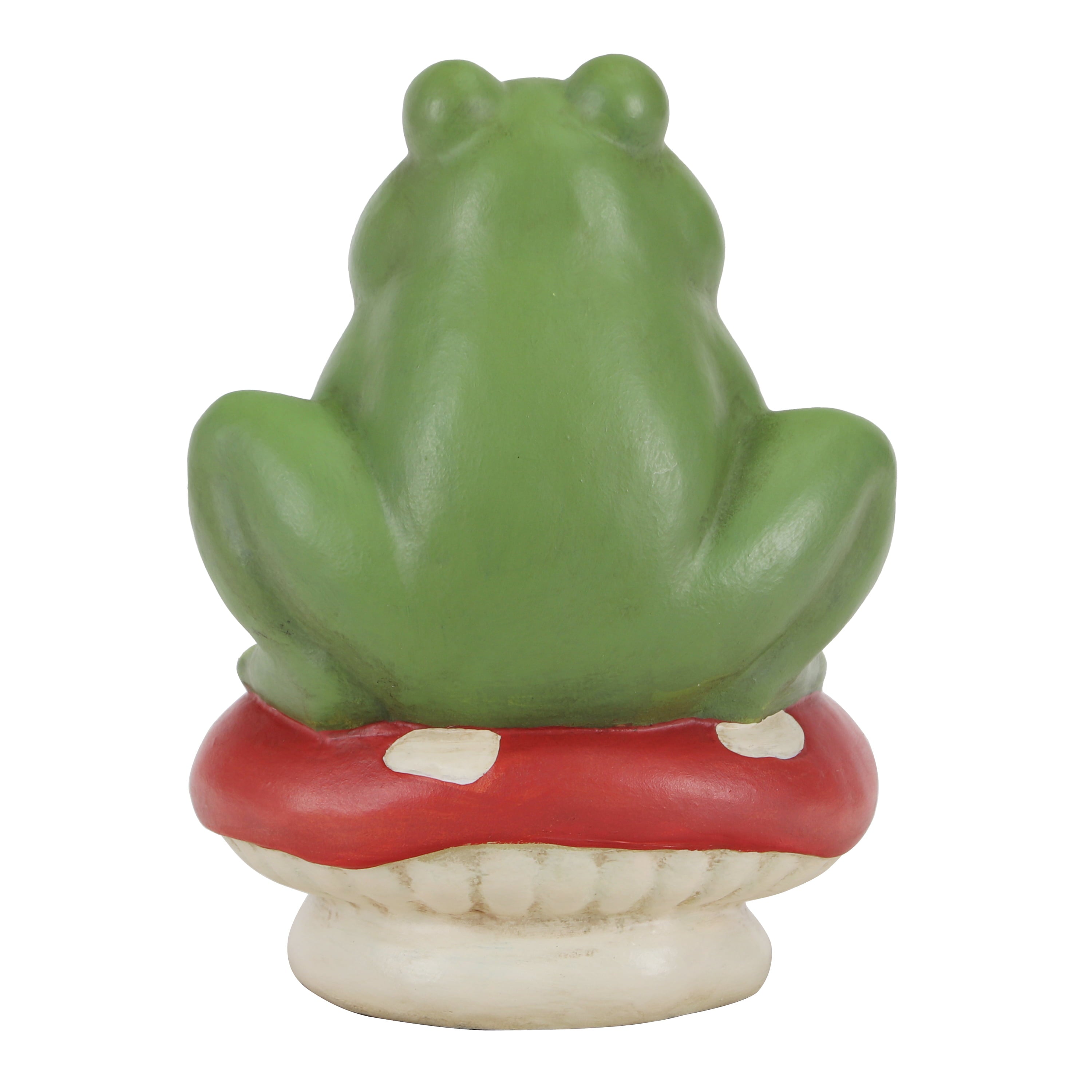 Mainstays Outdoor Frog on Red Mushroom Garden Statue, 6 in L x 4.75 in W x 8.5 in H