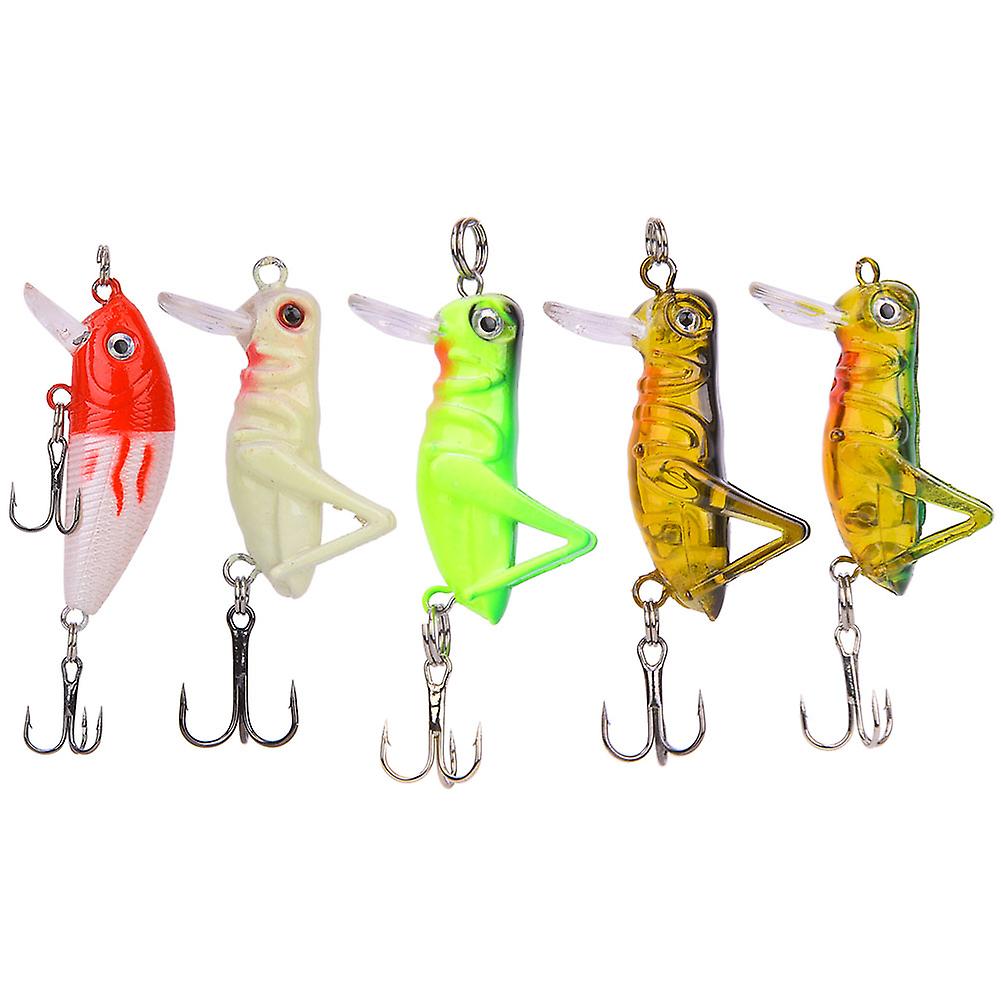 T0046 5pcs Universal Lifelike Fresh Water Hard Bait Grasshopper Minnow Set Artificial Fishing Lure Baits Kit