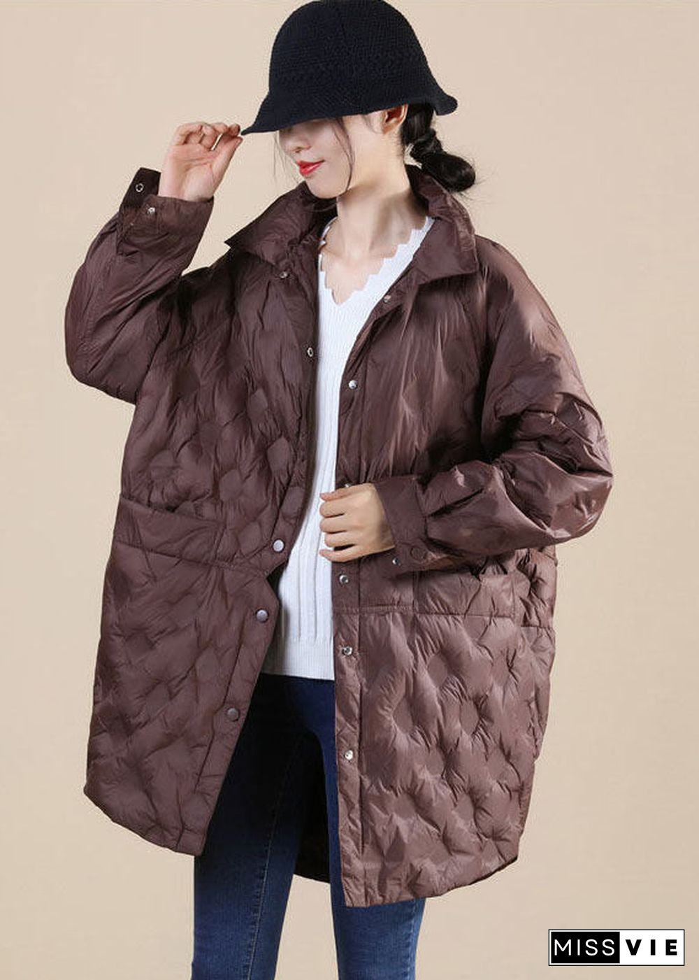 Chocolate Duck Down Canada Goose Jacket Stand Collar Pockets Winter