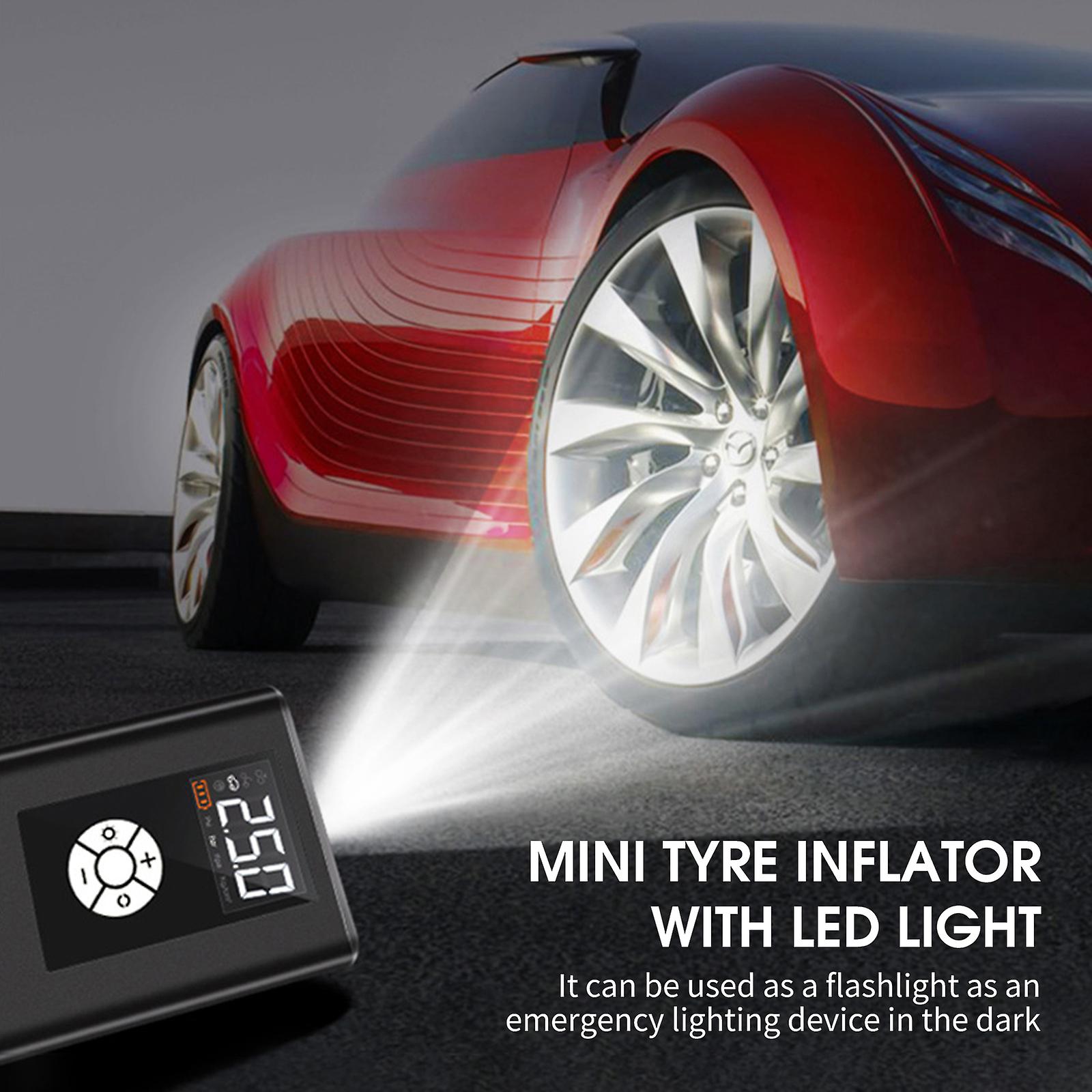 Mini Tyre Inflator 120ps Portable Air Compressor Lcd Display Electric Bike Pump With 4000mah Rechargeable Battery Led Light For Car Bicycle Motorcycle