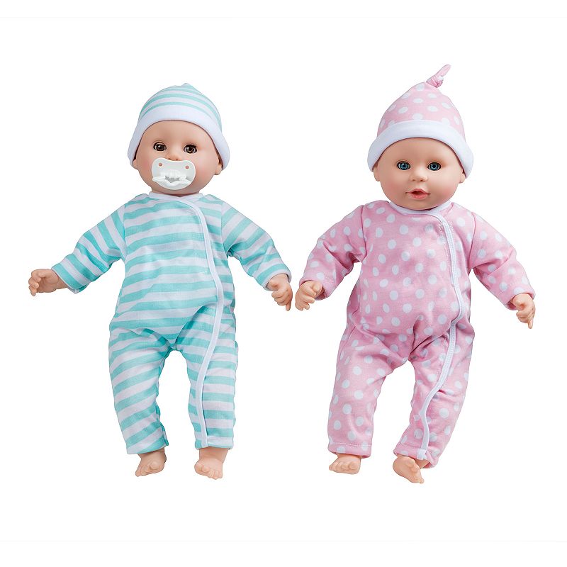 Melissa and Doug Mine to Love Twins Luke and Lucy 15 in. Boy and Girl Baby Dolls with Rompers， Caps， Pacifiers