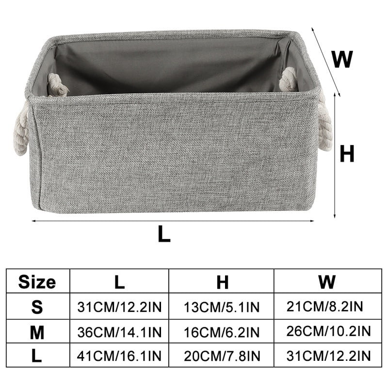 3 Size Storage Bin Basket Box Linen Fabric Organizer Drawer Container Household for Toy Clothes Sundries Storage