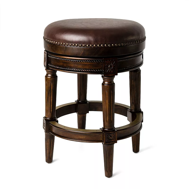 Maven Lane Pullman Backless Swivel Kitchen Counter Stool， Reclaimed Oak