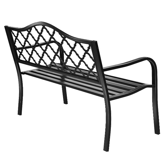 Tangkula Outdoor Chair Garden Patio Bench Cast Iron Frame Black