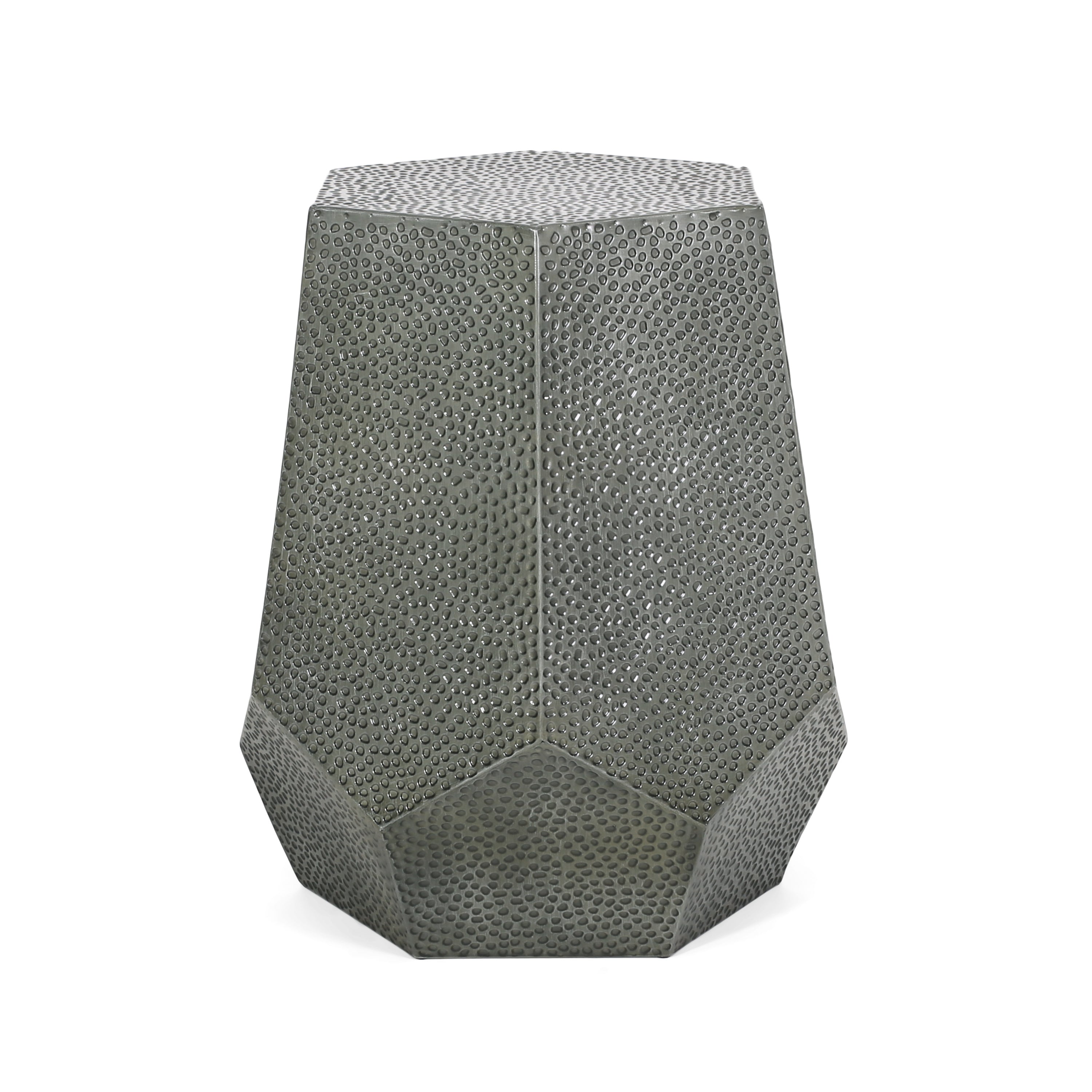 Spofford Modern Hammered Iron Geometric Side Table