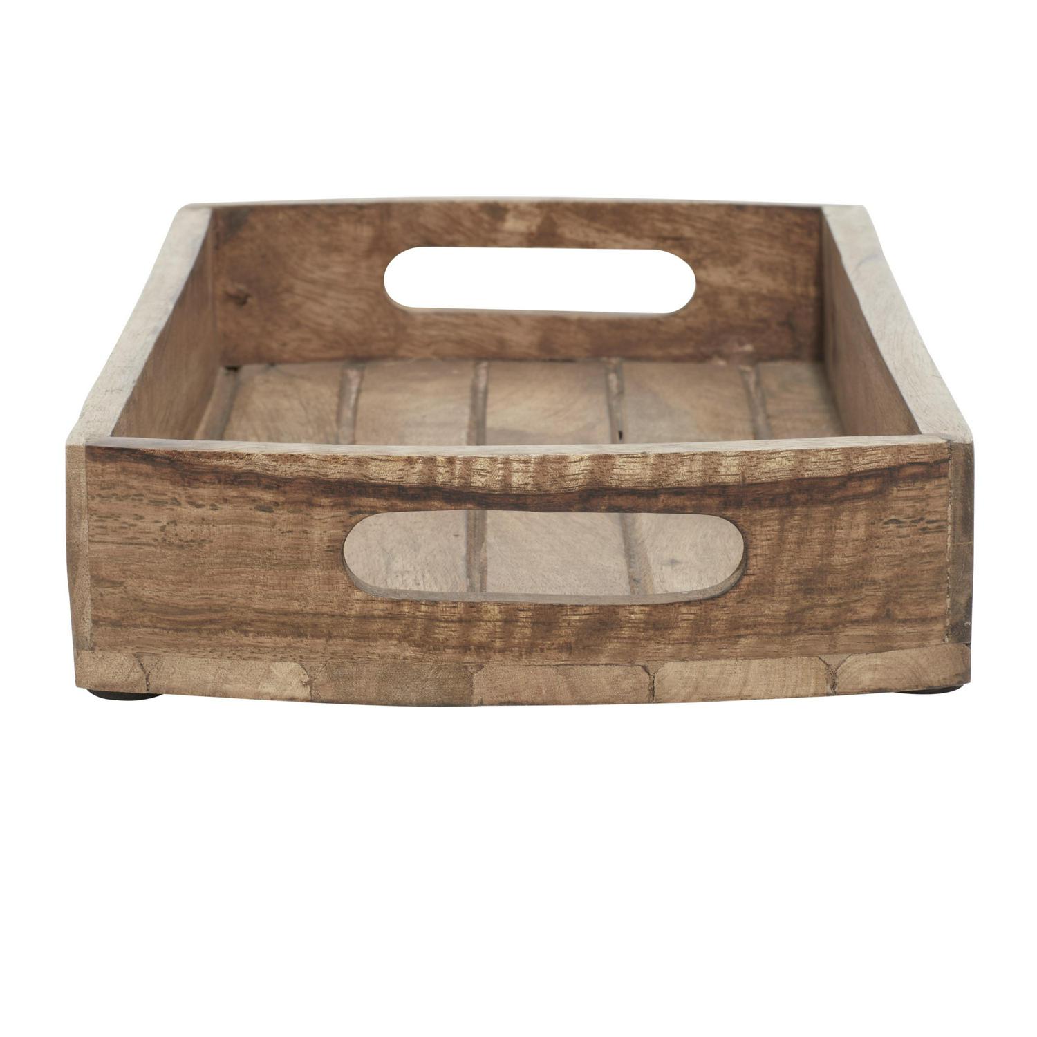 DecMode 14 ， 16 ， 19 W Wood Rustic Tray， Light Brown， 3  Pieces