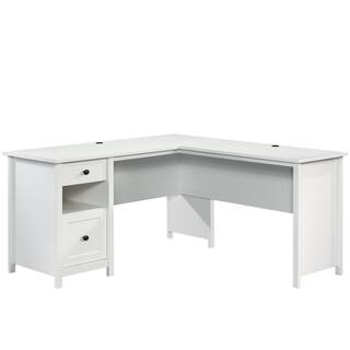 SAUDER County Line 61.26 in. L-Shaped Soft White Computer Desk with File Storage 427718