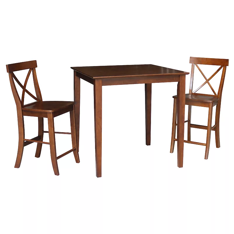 International Concepts Dining Table and X-Back Stool 3-piece Set