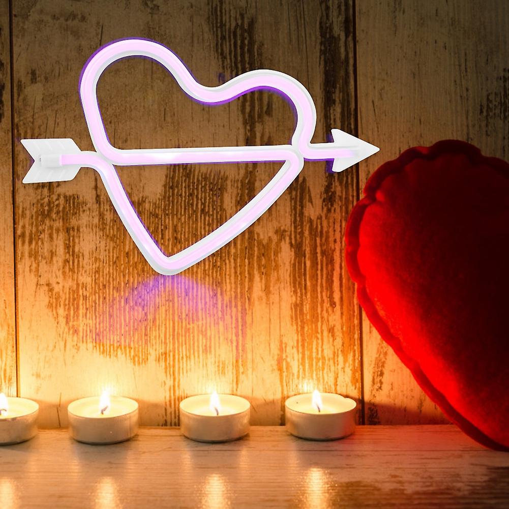 Adorable Heart-shape Led Light Decorative Wall Hanging Lamp For Bedroom Dormitorypink