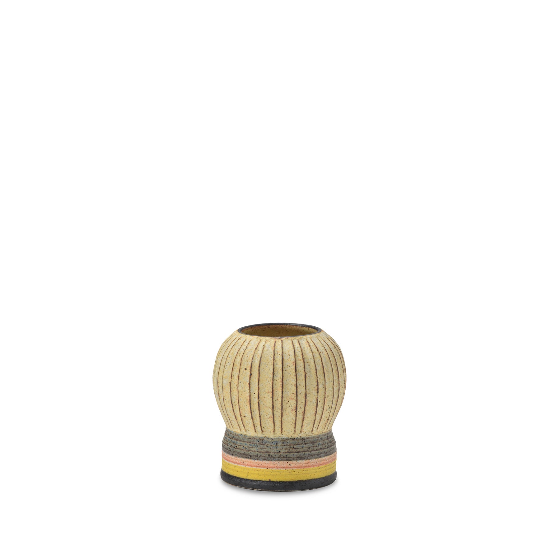 #85 Small Kokeshi Vessel with Horizontal Stripes