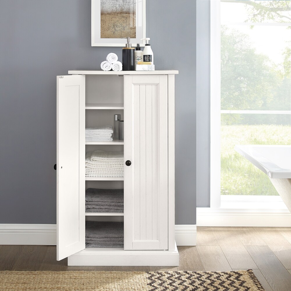 Seaside Distressed White Accent Cabinet