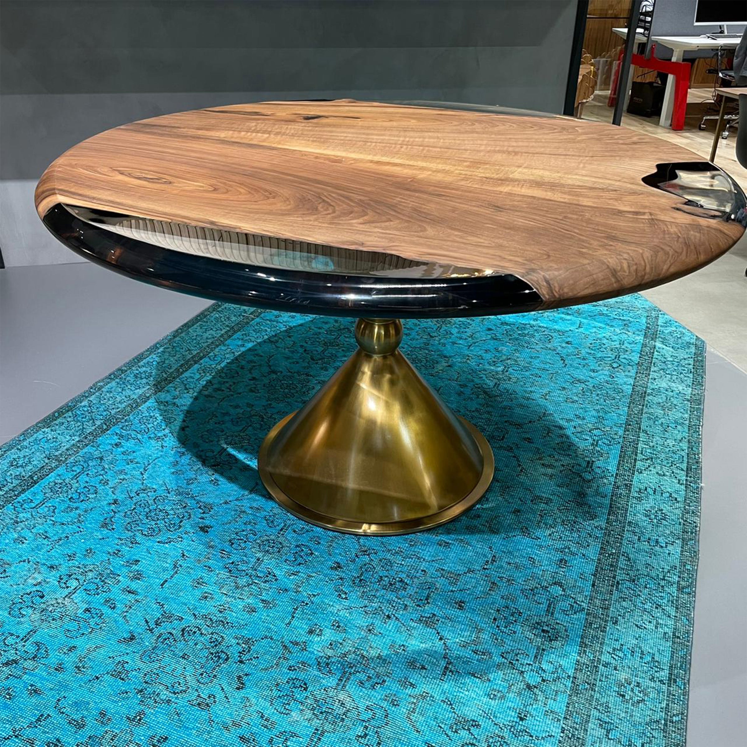 D140Cm Live Edge Resin Dining Table Top Sancround140