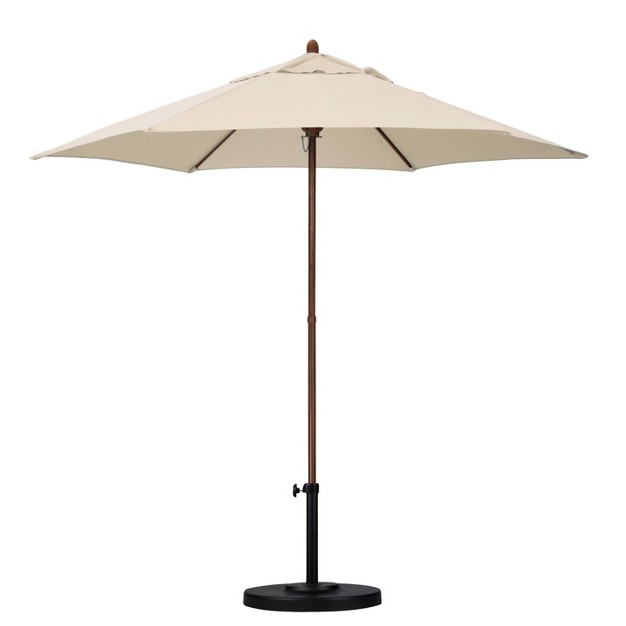 9 x27 X 9 x27 Round Wood Grain Steel Patio Umbrella Antique Beige Astella