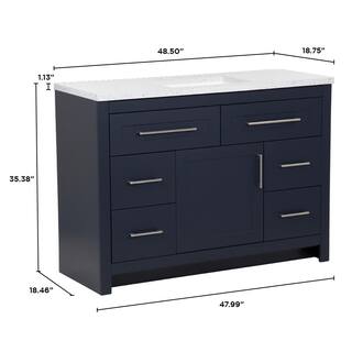 Home Decorators Collection Clady 48.5 in. W x 18.75 in. D Bath Vanity in Deep Blue with Cultured Marble Vanity Top in Silver Ash with White Sink HD2048P2-DB