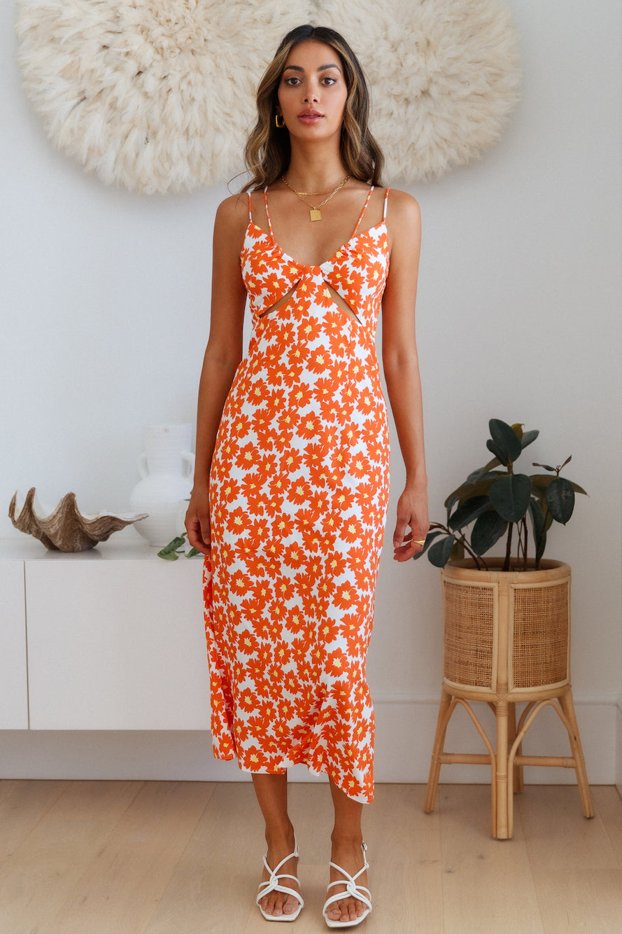 Marmalade Eyes Midi Dress Orange