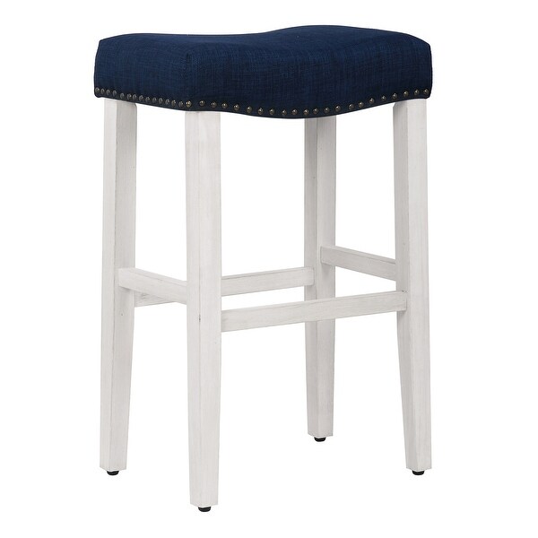 Henley 29-inch Saddle Nailhead Fabric Barstool