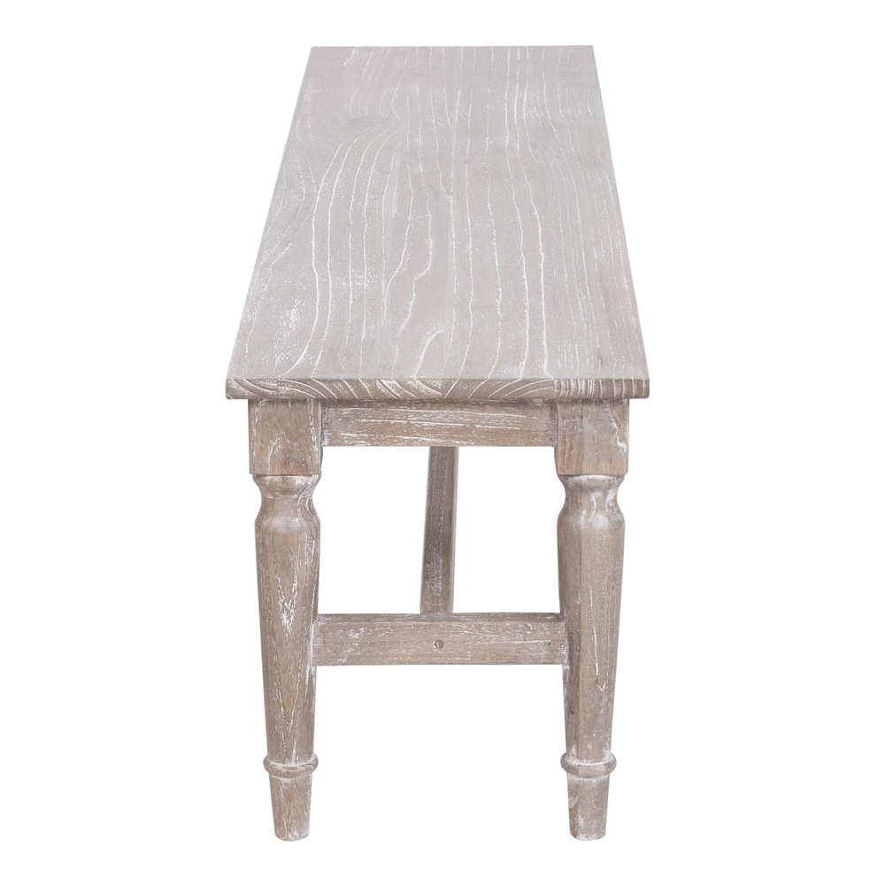 East at Main Handmade Weathered Wood Bench with White Wash