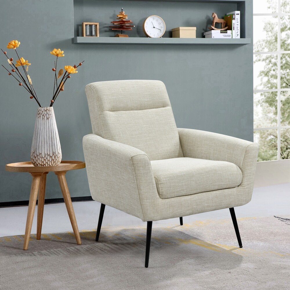 Upholstered Fabric Accent Chair Leisure Single Sofa Arm Chairs Chaise Lounges TV Armrest Seat with Metal Legs for Living Room