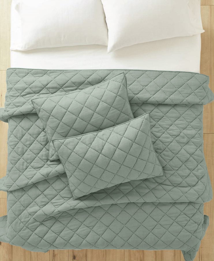 Better Homes and Gardens Sage Diamond Gauze Quilt， King