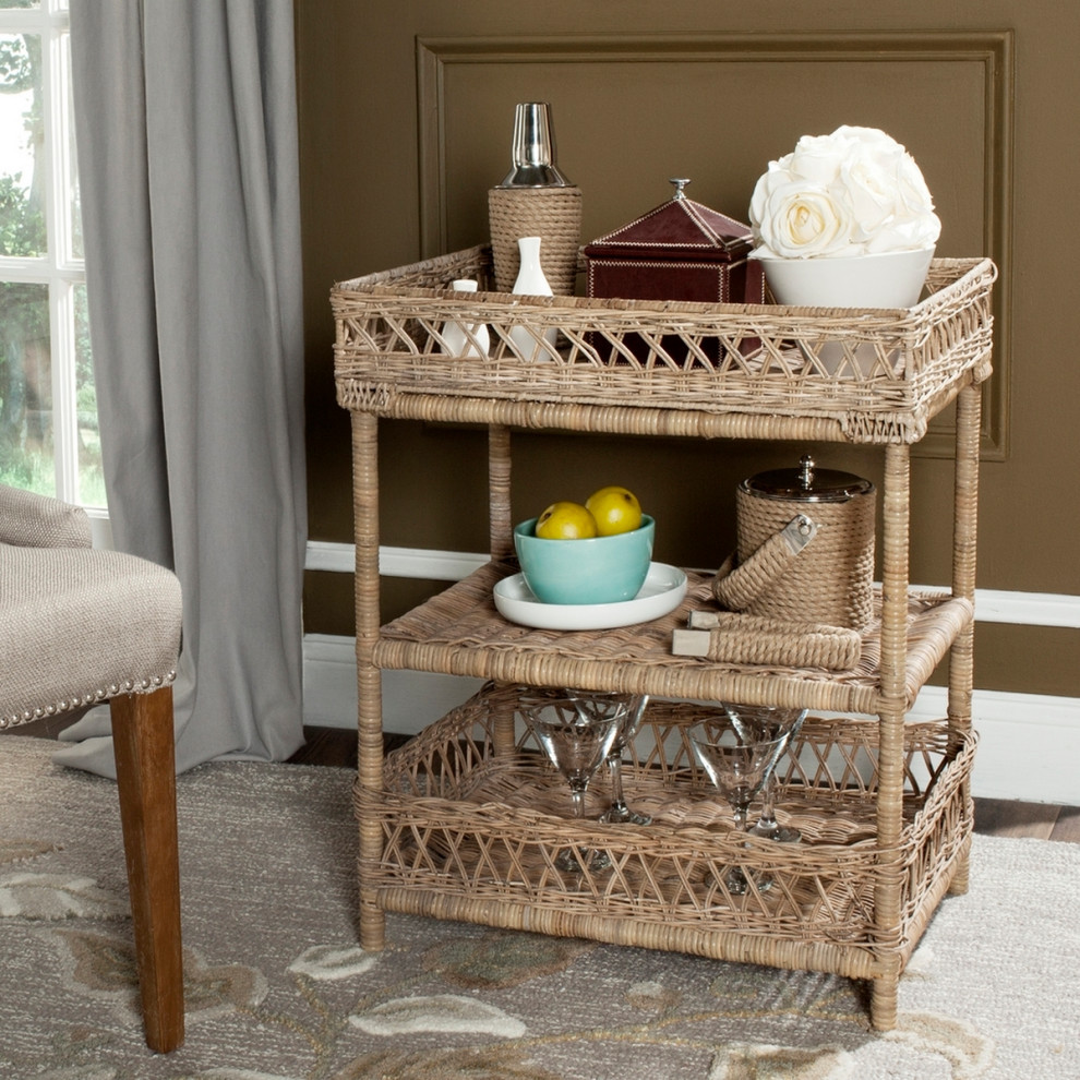 Roxie Wicker 3 Tier Accent Table Natural   Tropical   Side Tables And End Tables   by Virgil Stanis Design  Houzz