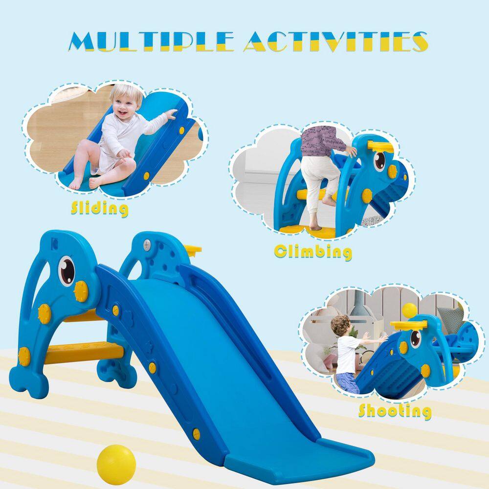 Nyeekoy Toddler Slide Playset Kid's Freestanding Climbing Sliding Fun Toy in Sky Blue TH17Y0840