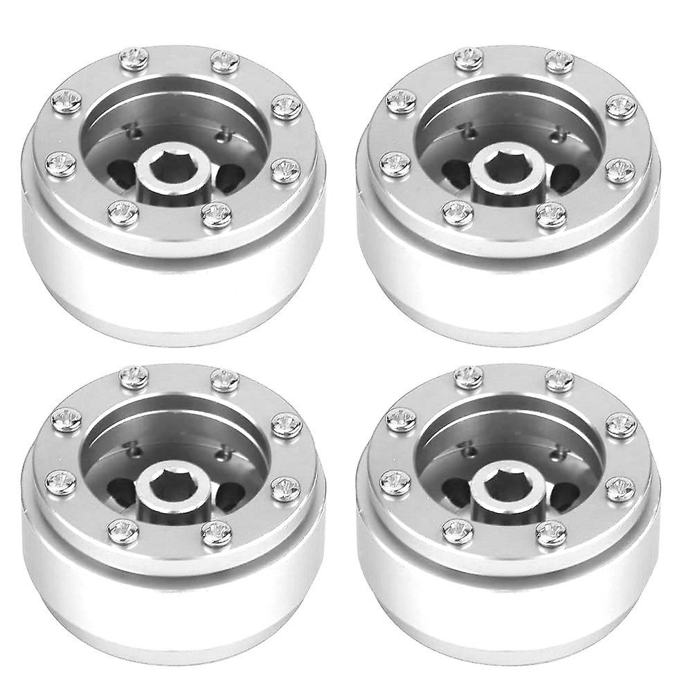 4pcs Rc Car Aluminium Alloy Beadlock Wheel Hubs For Wpl 1/16 Rc Military Truck (silver+silver)