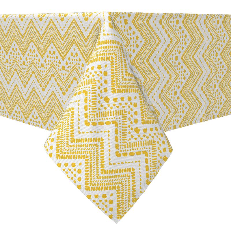 Square Tablecloth， 100% Cotton， 60x60， Patterned Zig Zag