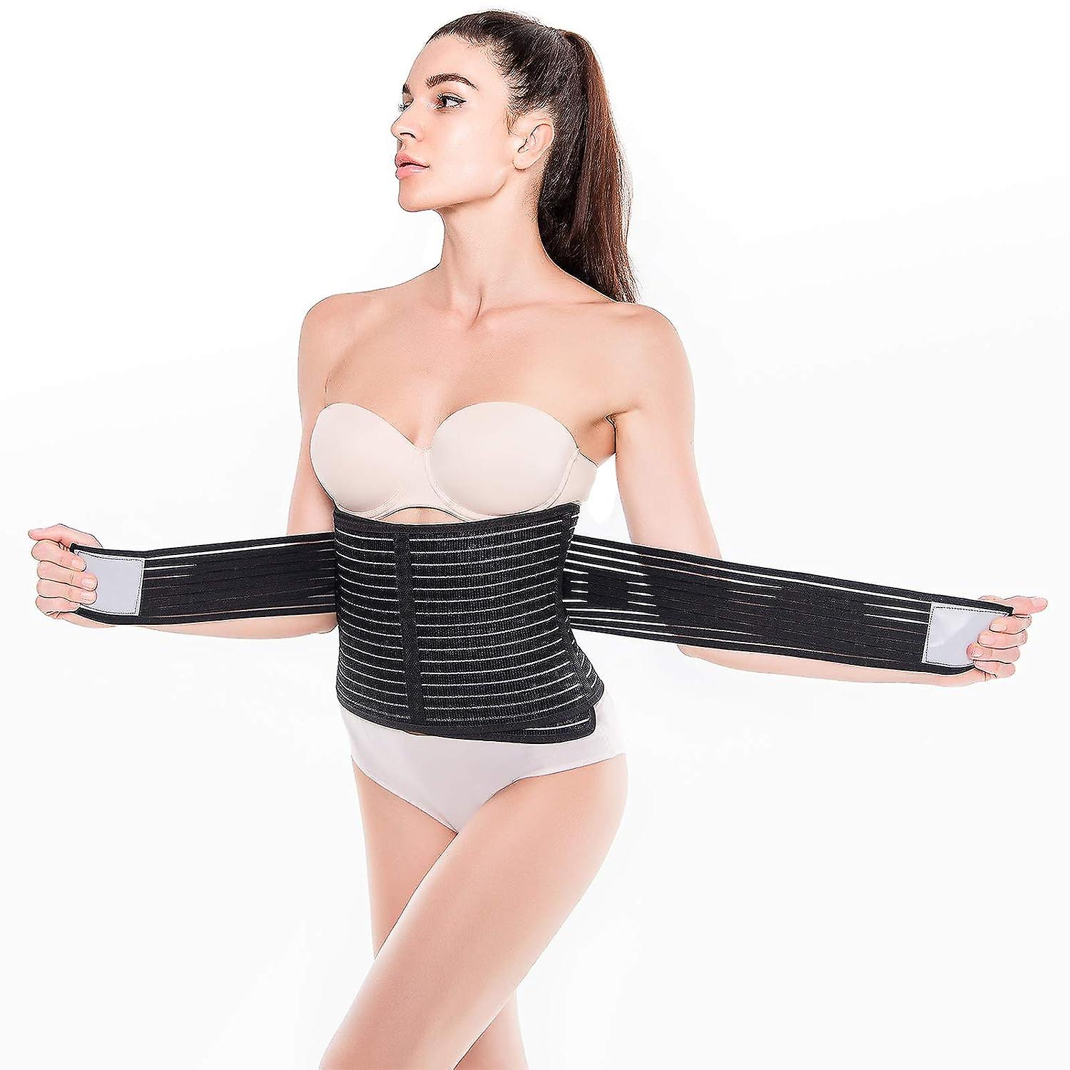 Women's Postpartum Belly Wrap Belt Band Recovery Belly Belt Back Brace Waist Trainer Belts Black