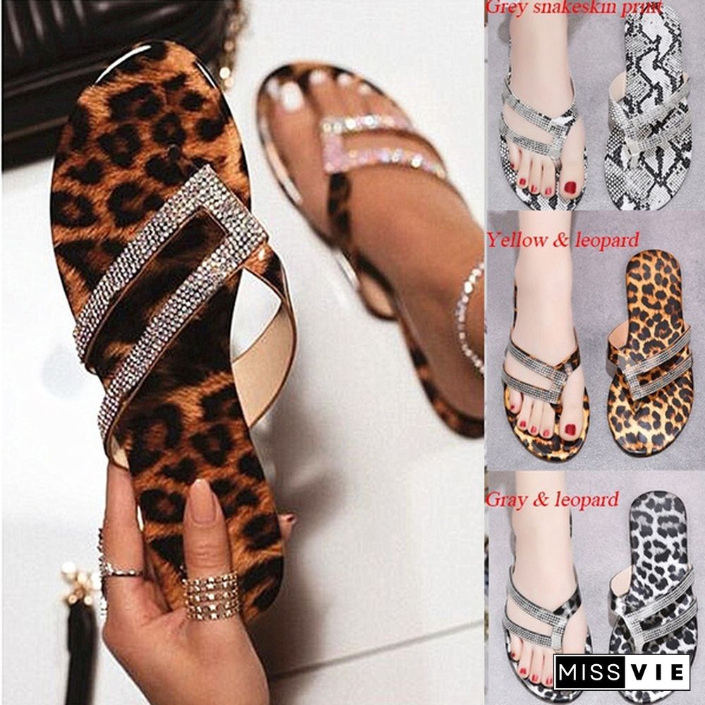 Casual Sandals Flip Flops Womens Flat Sandals Bling-bling Diamond Slippers Flip Flops Summer Flash Beach Slippers Plus Size