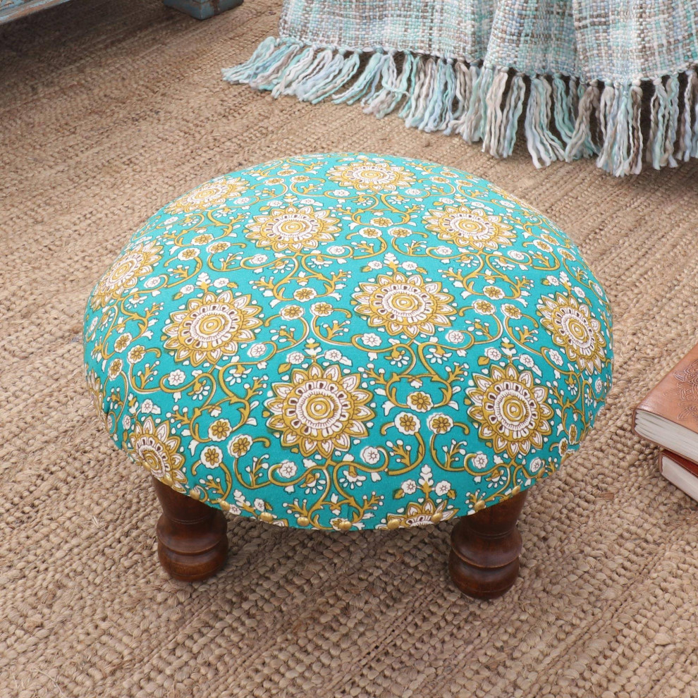 Novica Handmade Mughal Architecture Upholstered Ottoman Foot Stool   Traditional   Footstools And Ottomans   by NOVICA  Houzz