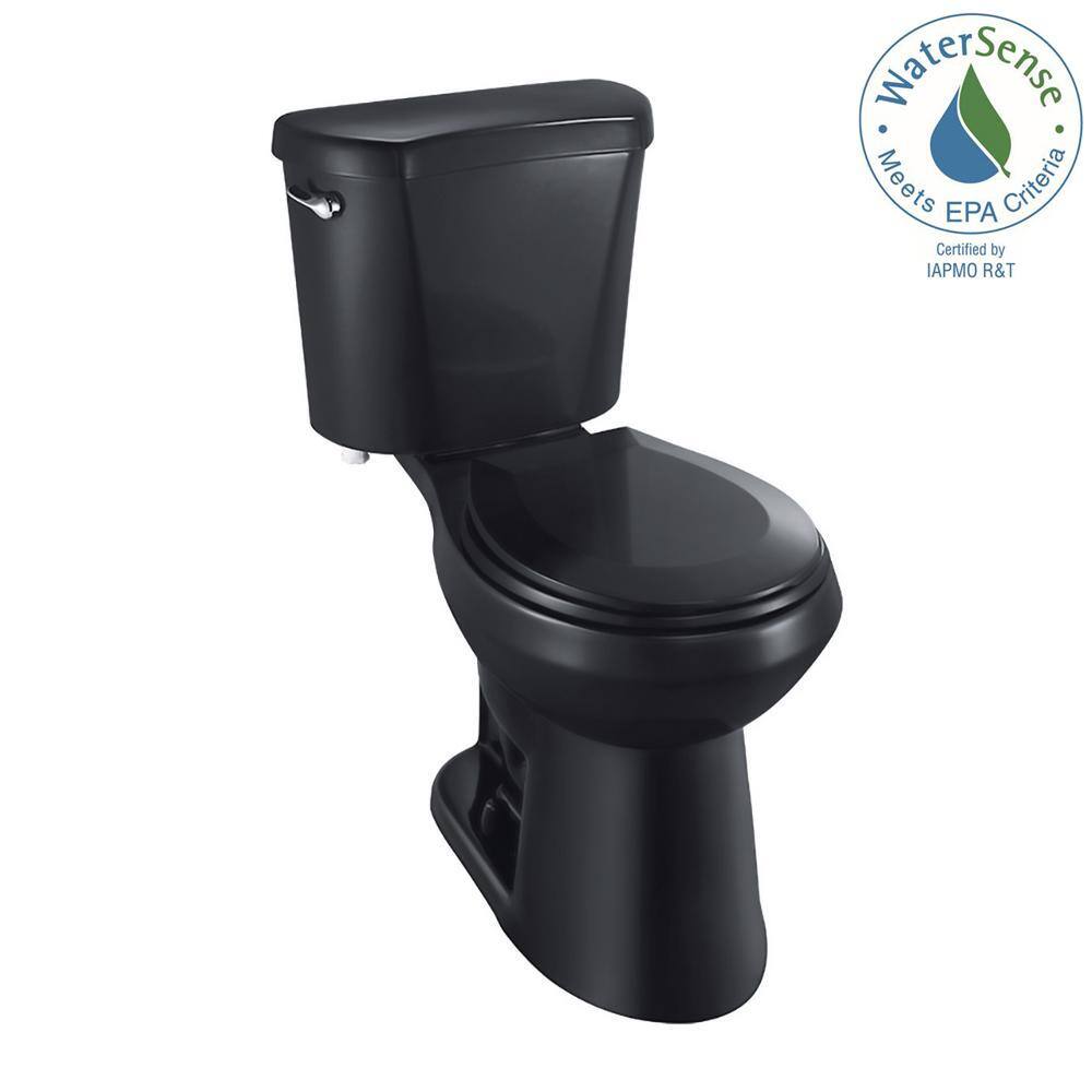 Glacier Bay 2-Piece 1.28 GPF High Efficiency Single Flush Round Front Toilet in Black N2428R-BLK