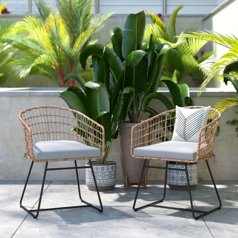 2PK Indoor/Outdoor Boho Rattan Rope Club Chairs Seat Cushions