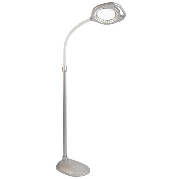 2 in 1 Led Floor Lamp Silver includes Led Light Bulb Ottlite