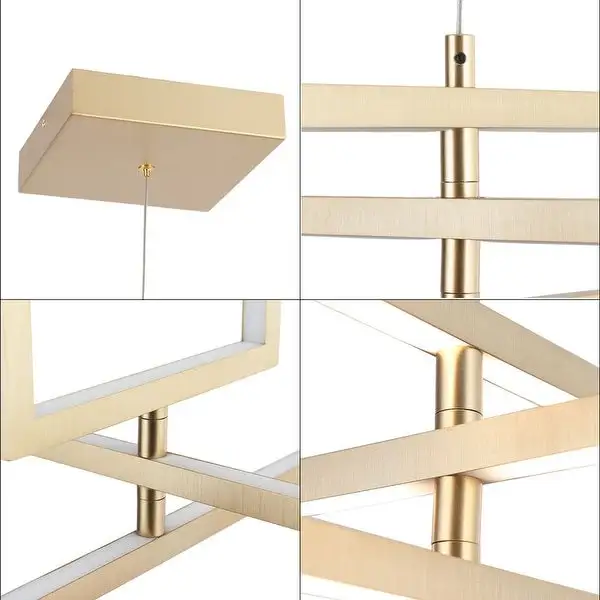 Modern LED Chandelier Square Gold Pendant Lights for Dining Room/ Living Room Shopping - The Best Deals on Chandeliers