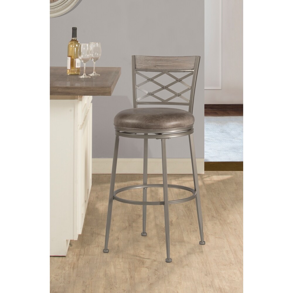 Hillsdale Furniture Hutchinson Pewter Metal Counter Height Swivel Stool   41.5H x 18W x 20DSeat Height: 26H