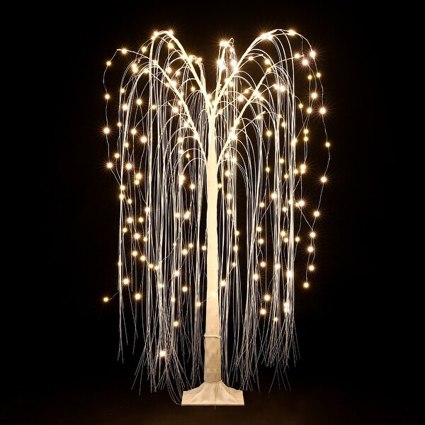 47.24 H White Willow Tree Christmas Holiday Party Decoration with LED Lights