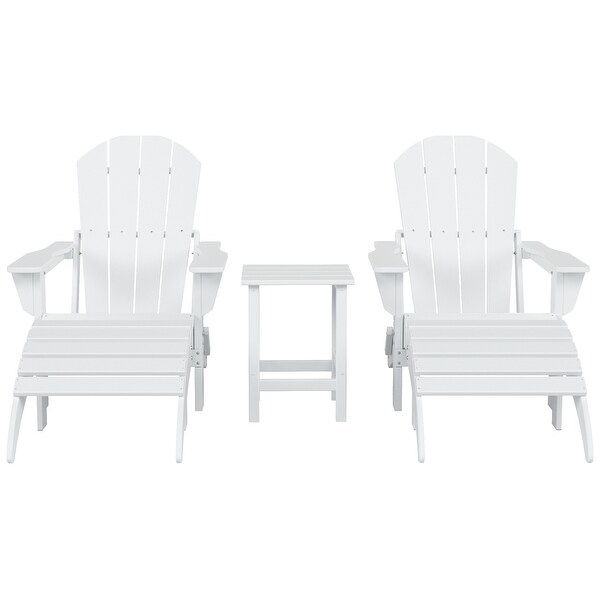 Polytrends Laguna Hdpe All Weather Outdoor Patio Foldable Adirondack Chairs Conversation Set (5Piece Set)