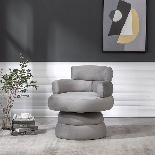 SEYNAR Modern Upholstered Swivel Comfy Accent Barrel Chair