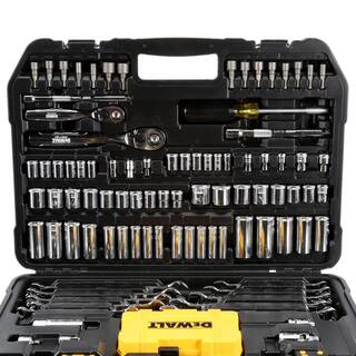 DW 14 in. x 38 in. Drive Polished Chrome Mechanics Tool Set (142-Piece) and  22 in. 2-Drawer Tool Box DWMT73802W08290