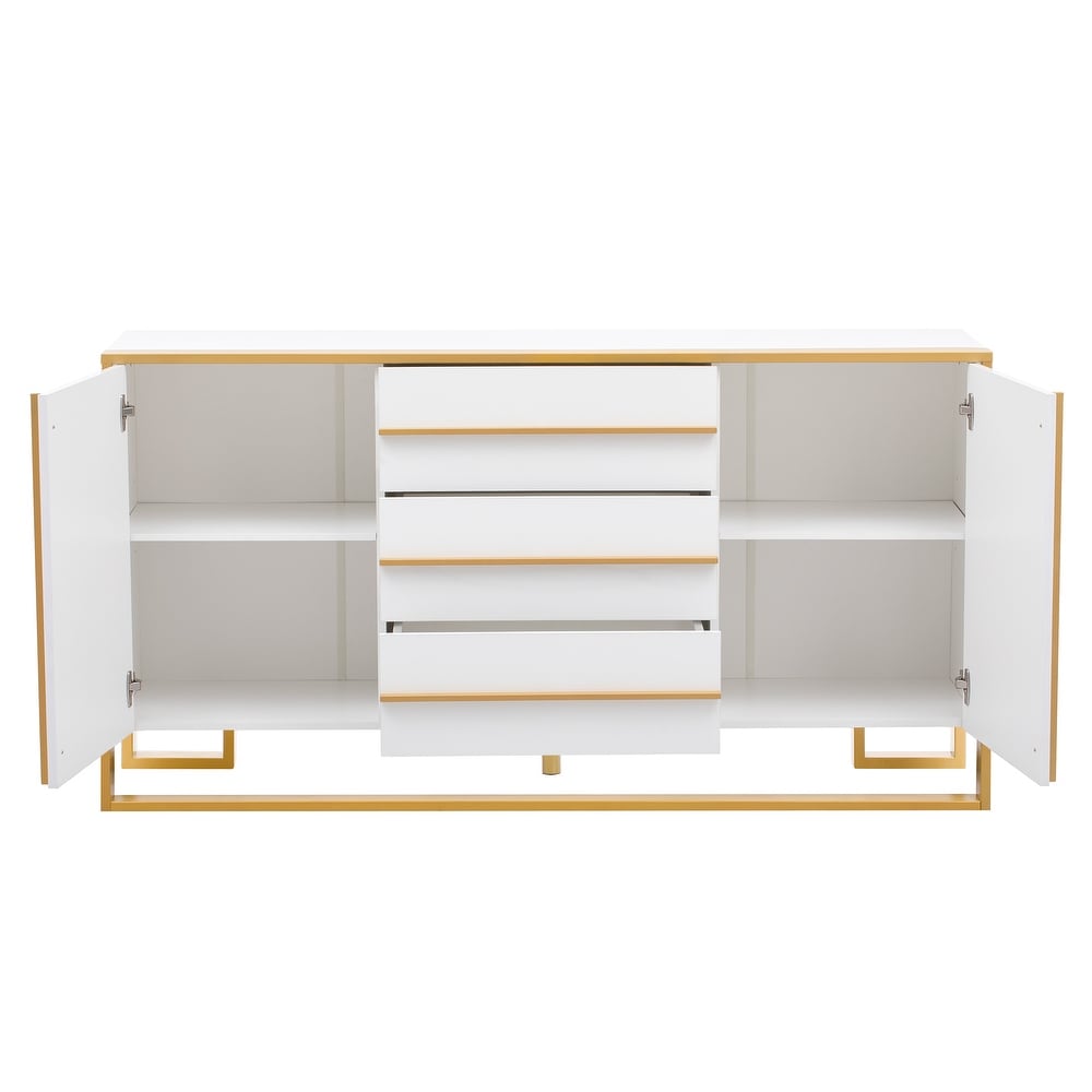 Sideboard with Large Storage Space and Gold Metal Legs   N/A