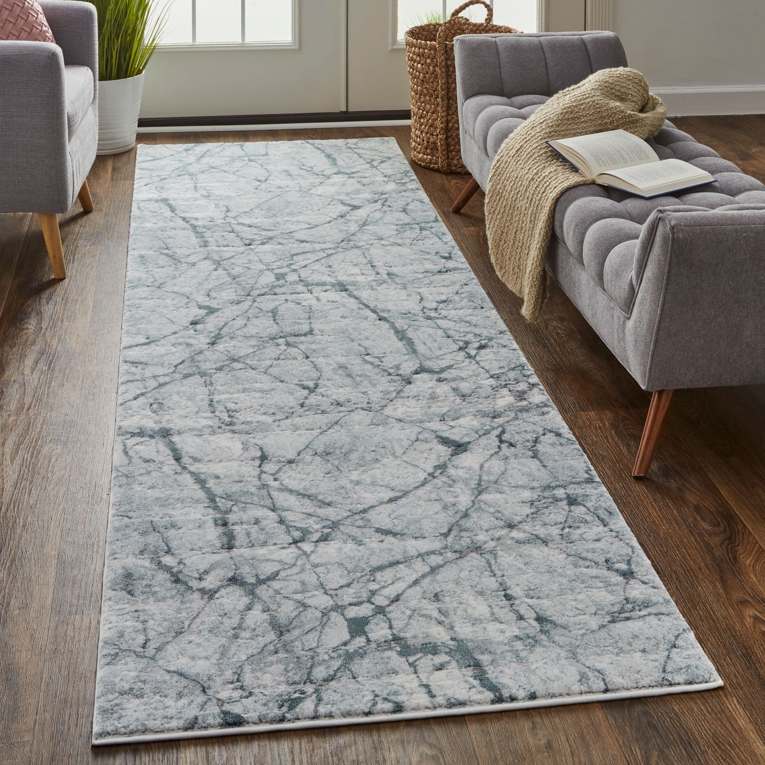 Halton Teal and Gray Rug by BD Fine