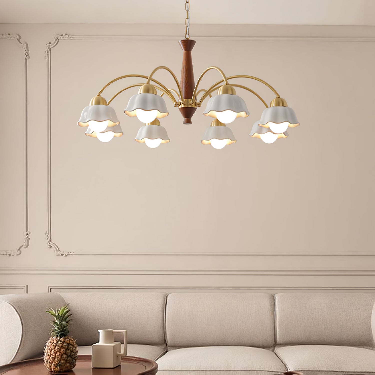 Swedish Modern Brass Chandelier