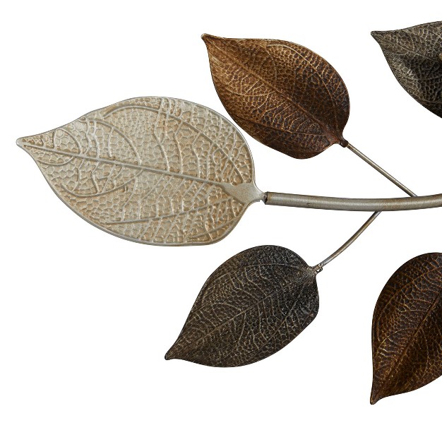 Metal Leaf Long Textured Wall Decor With Multiple Shades Bronze Olivia amp May